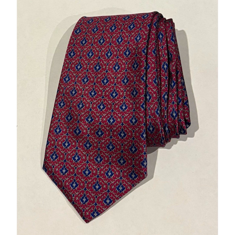 Vintage Stefano Ricci for Saks Fifth Avenue Men's Silk Tie Red Blue Geometric